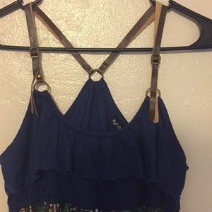 Thin straps sundress with flower pattern